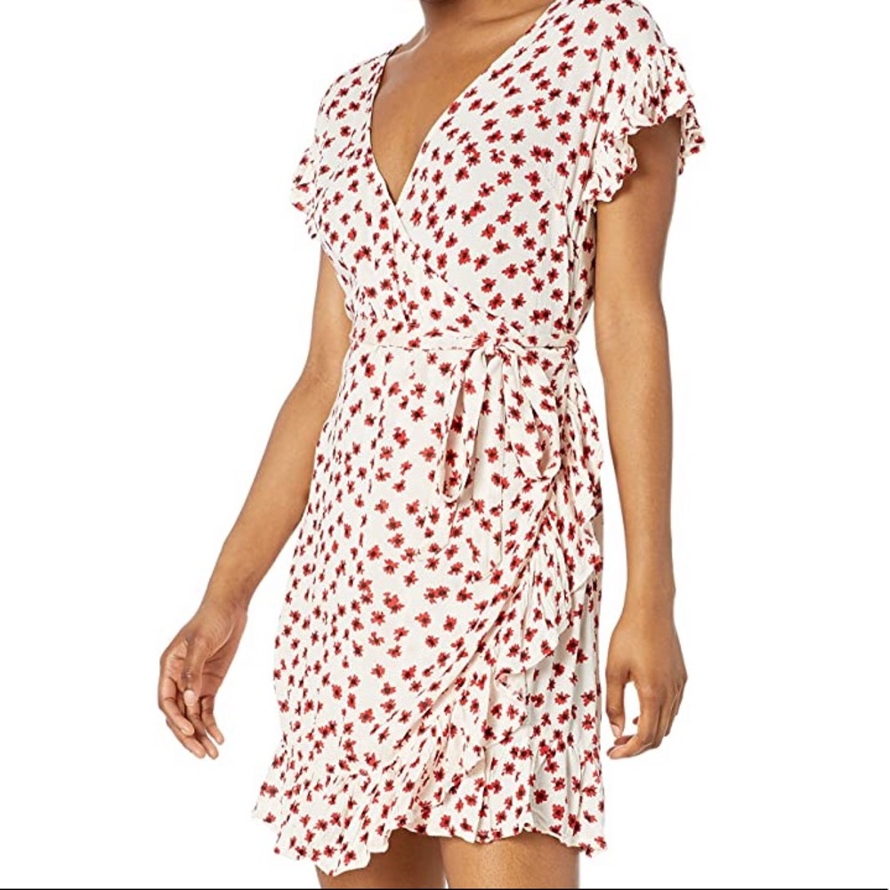 Billabong Wrap Dress with Red Floral Print